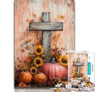Puzzles for Adults Teens 1000 Pieces Pumpkin Cross 1000 Piece Puzzle,Challenging Game Gifts for Is Ideal As A Gift for The Whole Family 38x26cm