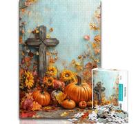 Puzzles for Adults Teens 1000 Pieces Pumpkin Cross 1000 Piece Puzzle,Challenging Game Gifts for Is Ideal As A Gift for The Whole Family 75x50cm