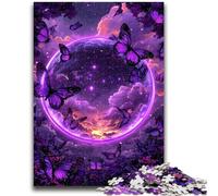 Puzzles for Adults Teens 1000 Pieces Purple Butterfly Planet Family Entertainment Toys Educational Game for Birthday, Chrismas for Ages 14+ 50x75cm