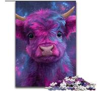 Puzzles for Adults Teens 1000 Pieces Purple Highland Cow, Learning Educational Is Ideal As A Gift for The Whole Family (Size 50x75cm)
