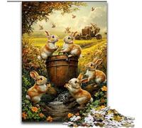 Puzzles for Adults Teens 1000 Pieces Rabbits in The Field, Educational Games Home Decoration Suitable for Desktop Decoration (Size 26x38cm)