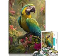 Puzzles for Adults Teens 1000 Pieces Rainforest Parrot 1000 Pieces for Adults,Learning Educational Toys Family Games Unique Birthday And Gifts 38x26cm