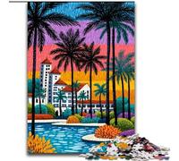 Puzzles for Adults Teens 1000 Pieces Resort City, Elephant Toy Intellectual Game Birthday Present, Gifts, Wall Art for Ages 14+ (Size 50x75cm)