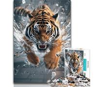 Puzzles for Adults Teens 1000 Pieces Running Tiger Teenager Jigsaw,is Ideal As Gifts for The Whole Family Suitable for And 14 (size 75x50cm)