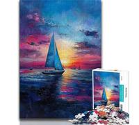 Puzzles for Adults Teens 1000 Pieces Sailboat Oil Painting,Toys Educational Games Stress Relieving Unique Home Decor And Gifts (38x26cm)