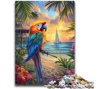 Puzzles for Adults Teens 1000 Pieces Seaside Parrot Teenager Puzzles,Educational Games Home Decoration Suitable for Desktop Decoration (50x75cm)
