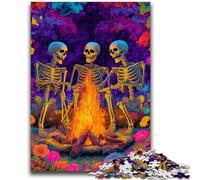 Puzzles for Adults Teens 1000 Pieces Skeletons Around A Bonfire Challenging Game And Family Play for Is Ideal As A Gift for The Whole Family 50x75cm