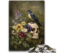 Puzzles for Adults Teens 1000 Pieces Skull And Crow Puzzles for Adults,Challenging Game for Is Ideal As A Gift for The Whole Family (75x50cm)