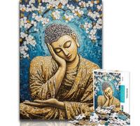 Puzzles for Adults Teens 1000 Pieces Sleeping Buddha Art, Educational Family Game,with Fully Interlocking Randomly Shaped Pieces for And 14 Years Old 38x26cm