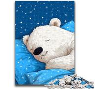 Puzzles for Adults Teens 1000 Pieces Sleeping White Teddy Bear 1000 Pieces for Adults,Educational Stress Relief Toy Gifts for Friends And Family (26x38cm)
