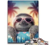 Puzzles for Adults Teens 1000 Pieces Sloth on Vacation 1000 Piece Jigsaw,Perfect for Game Nights, Colorful Toy for Home Gift (38x26cm)