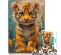 Puzzles for Adults Teens 1000 Pieces Smiling Baby Tiger Teenager Jigsaw,Brain Intelligence Challenge Addictive Toys for Home Decoration (size 75x50cm)