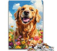 Puzzles for Adults Teens 1000 Pieces Smiling Golden Retriever Adult Jigsaw,Challenging Family Activity Games DIY Toy for Home Wall Decor Gifts (75x50cm)
