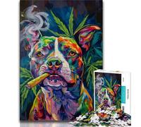 Puzzles for Adults Teens 1000 Pieces Staffordshire Bull Terrier Smoking, Educational Games,Every Piece Is Unique - Challenging Family Fun Game Suitable for And 14 38x26cm