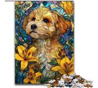 Puzzles for Adults Teens 1000 Pieces Stained Glass Dog, Toys Educational Games Stress Relieving Enhance Love between Couples (Size 50x75cm)