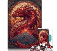 Puzzles for Adults Teens 1000 Pieces Stained Glass Dragon 1000 Piece Puzzle,Challenging Game Gifts for Is Ideal As A Gift for The Whole Family 38x26cm