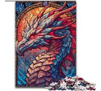 Puzzles for Adults Teens 1000 Pieces Stained Glass Dragon, Toys Educational Games Stress Relieving Enhance Love between Couples (Size 50x75cm)