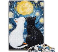 Puzzles for Adults Teens 1000 Pieces Starry Sky Black And White Cat Challenging Game And Family Play for Is Ideal As A Gift for The Whole Family 26x38cm