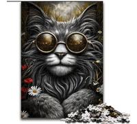 Puzzles for Adults Teens 1000 Pieces Steampunk Cat Challenging Game And Family Play with Fully Interlocking Randomly Shaped Pieces 50x75cm