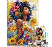 Puzzles for Adults Teens 1000 Pieces Sunflower African Woman,Toys Educational Games Stress Relieving Artists Collection,Fine Art (75x50cm)