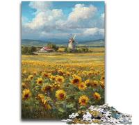 Puzzles for Adults Teens 1000 Pieces Sunflower Farm Puzzles for Teenagers,Fun Games Wall Decoration Unique Birthday And Xmas Gifts (75x50cm)