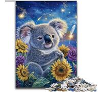 Puzzles for Adults Teens 1000 Pieces Sunflower Koala Challenging Game And Family Play with Fully Interlocking Randomly Shaped Pieces 50x75cm
