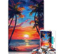 Puzzles for Adults Teens 1000 Pieces Sunset on The Beach 1000 Pieces for Adults,Stress Reliever Staycation Kill Time Parent-child Interaction (size 38x26cm)