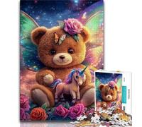 Puzzles for Adults Teens 1000 Pieces Teddy Bear And Unicorn 1000 Pieces for Adults,Educational Stress Relief Toy Gifts for Friends And Family 26x38cm