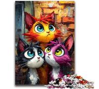 Puzzles for Adults Teens 1000 Pieces Three Cats Family Fun Fun at Home Activities, Birthday Present,Travel Gifts, for And 14 Years Old 50X75CM