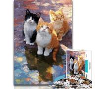 Puzzles for Adults Teens 1000 Pieces Three Cute Cats Teenager Jigsaw,is Ideal As Gifts for The Whole Family Suitable for And 14 (size 38x26cm)
