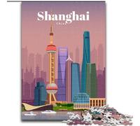 Puzzles for Adults Teens 1000 Pieces Travel to Shanghai,Educational Stress Relief Toy for Is Ideal As A Gift for The Whole Family 38x26cm