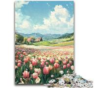 Puzzles for Adults Teens 1000 Pieces Tulip Garden Teenager Puzzles,Educational Games Home Decoration Suitable for Desktop Decoration (50x75cm)
