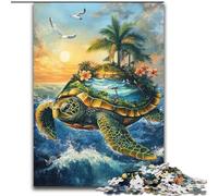 Puzzles for Adults Teens 1000 Pieces Turtle Island Scene, Educational Games Home Decoration Suitable for Desktop Decoration (Size 26x38cm)