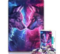 Puzzles for Adults Teens 1000 Pieces Two Wolves in Colour Teenager Jigsaw,is Ideal As Gifts for The Whole Family Suitable for And 14 (size 75x50cm)