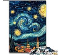 Puzzles for Adults Teens 1000 Pieces Van Gogh Night Sky Challenging Game And Family Play with Fully Interlocking Randomly Shaped Pieces 26x38cm