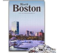 Puzzles for Adults Teens 1000 Pieces Visit Boston Challenging Family Activity Games DIY Toy for Home Wall Decor Gifts (38x52cm) 1000pcs