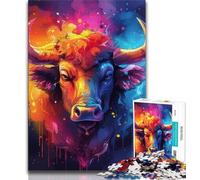 Puzzles for Adults Teens 1000 Pieces Watercolor Bull Adult Puzzles,Stress Reliever Difficult Challenge Unique Home Decor And Gifts (size 38x26cm)