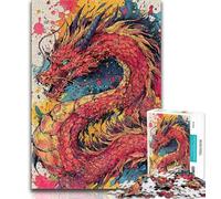 Puzzles for Adults Teens 1000 Pieces Watercolor Dragon Teenager Puzzles,Educational Games Home Decoration Suitable for Desktop Decoration 38x26cm