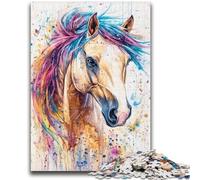 Puzzles for Adults Teens 1000 Pieces Watercolor Horse Stress Reliever Difficult Challenge Is Ideal As Gifts for The Whole Family 50x75cm