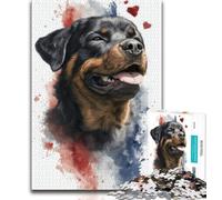 Puzzles for Adults Teens 1000 Pieces Watercolor Rottweiler, Funny Family Games,is Ideal As Gifts for The Whole Family for Age 14+ 38x26cm