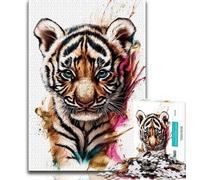 Puzzles for Adults Teens 1000 Pieces Watercolor Tiger,Help The Brain Exercise Addictive Toys to Cultivate Patience Artists Collection,Fine Art (75x50cm)