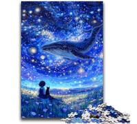 Puzzles for Adults Teens 1000 Pieces Whales Under The Starry Sky Challenging To Complete But Fun And Humorous Educational Game for Birthday 26x38cm