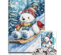 Puzzles for Adults Teens 1000 Pieces White Bear Skiing Teenager Jigsaw,is Ideal As Gifts for The Whole Family Suitable for And 14 (size 38x26cm)