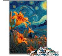 Puzzles for Adults Teens 1000 Pieces Yellow Lilies in The Night Sky, Toys Educational Games Stress Relieving Enhance Love between Couples (Size 26x38cm)