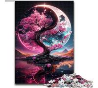 Puzzles for Adults Teens 1000 Pieces Yin Yang Cherry Blossom Tree, Toys Educational Games Stress Relieving Parent-child Interaction (Size 50x75cm)
