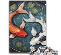 Puzzles for Adults Teens 1000 Pieces Yin Yang Koi Stress Reliever Difficult Challenge Deal As Gifts for The Whole Family 26x38cm
