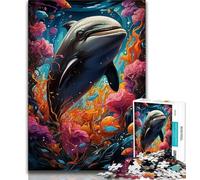 Puzzles for Adults Teens 1000pc Puzzle Art Dolphin,Challenging To Complete But Fun And Humorous Birthday Present,Gifts,Wall Art 38x26cm