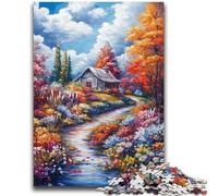 Puzzles for Adults Teens 1000pc Puzzle Autumn Arrives at The House Challenging Game And Family Play Educational Game for Birthday, Chrismas 26x38cm