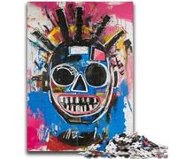Puzzles for Adults Teens 1000pc Puzzle Basquiat-style Skull Help The Brain Exercise Addictive Toys to Cultivate Patience Suitable for Couples 50x75cm