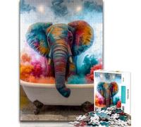 Puzzles for Adults Teens 1000pc Puzzle Bathing Elephant,Educational Games Home Decoration Educational Game for Birthday,Chrismas 38X26CM